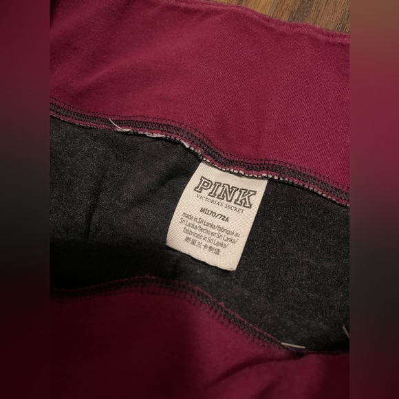 PINK capri leggings workout athletic pants grey & burgundy Medium - Picture 3 of 5